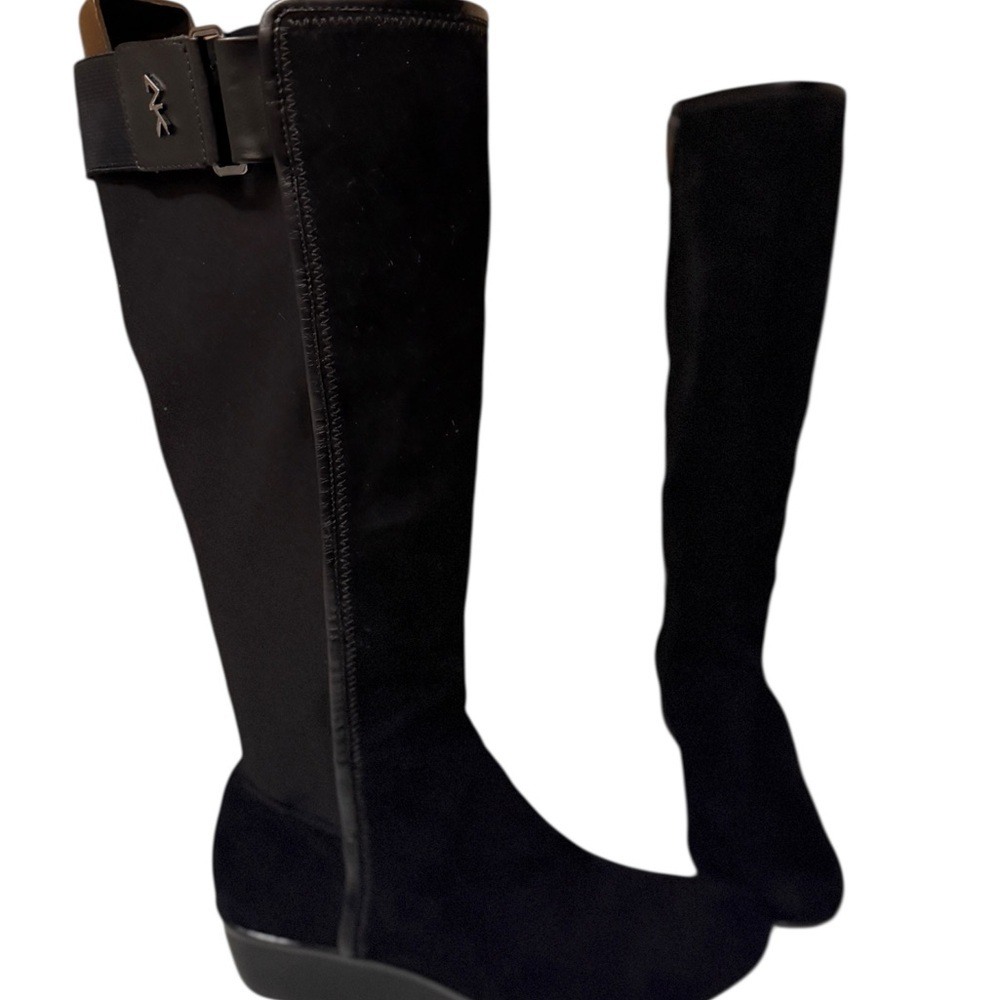 Calvin Klein, beautiful Black Knee-High Women's Boots suede leather soft & comfy - Picture 7 of 15